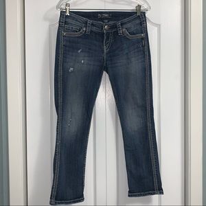 SILVER jeans TWISTED CAPRI women’s SIZE W26 low rise distressed denim jeans